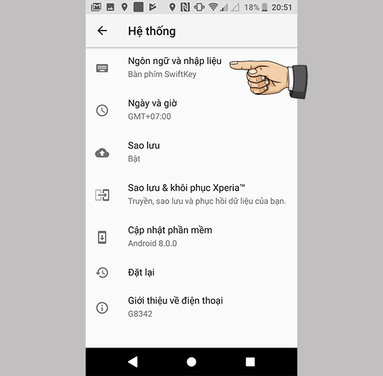 Vào cài đặt nhập liệu